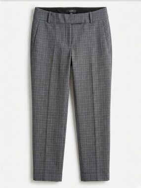 LOFT Women's Marisa Straight Leg Gray Windowpane Dress Pants
